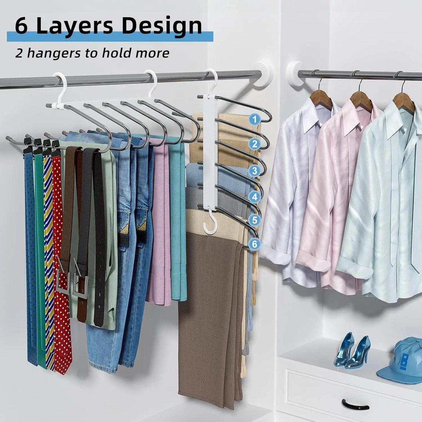 5 Pants Hanger Rack Slack Trousers Hanger - SHOP FAST 5 Pants Hanger Rack Slack Trousers Hanger