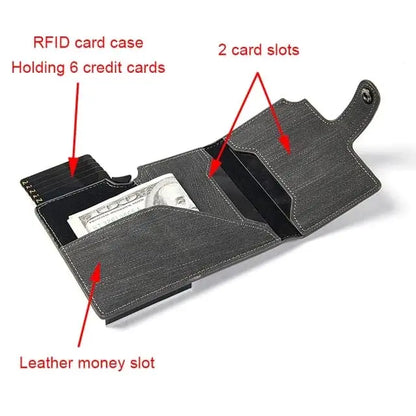 Pu leather card holder wallet mixture with hard cloth jeans - SHOP FAST Pu leather card holder wallet mixture with hard cloth jeans