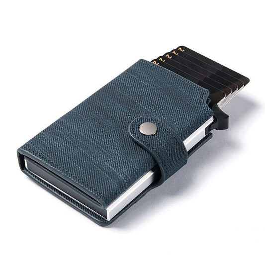 Pu leather card holder wallet mixture with hard cloth jeans - SHOP FAST